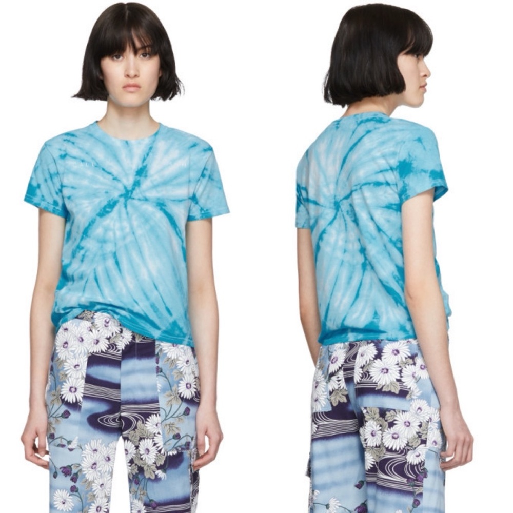 Blue Tie-Dye Crewneck T-Shirt - Women's Top